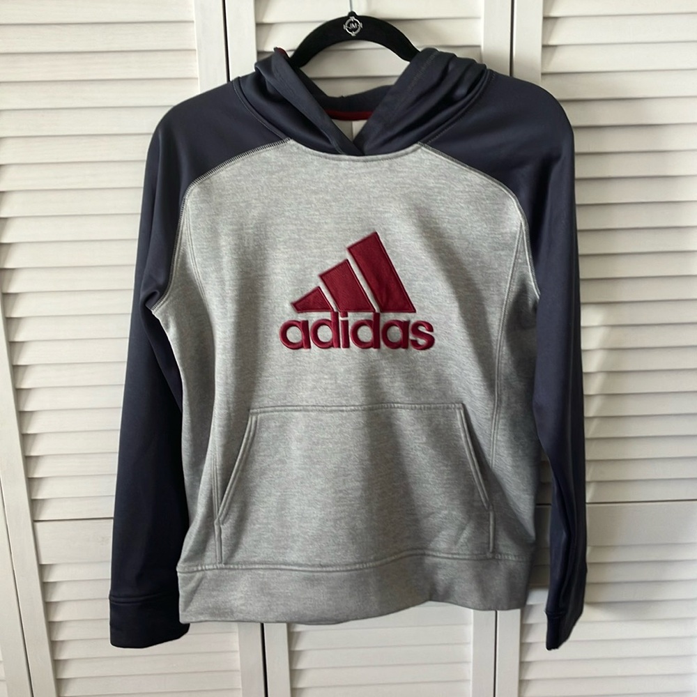 Adidas grey and burgundy‎ sweatshirt size L (14/16) excellent condition